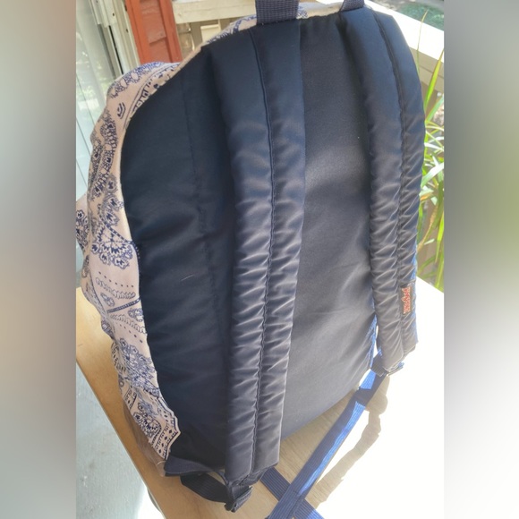 Vintage JANSPORT white blue swedish lace print canvas suede bottom EUC - Picture 4 of 15